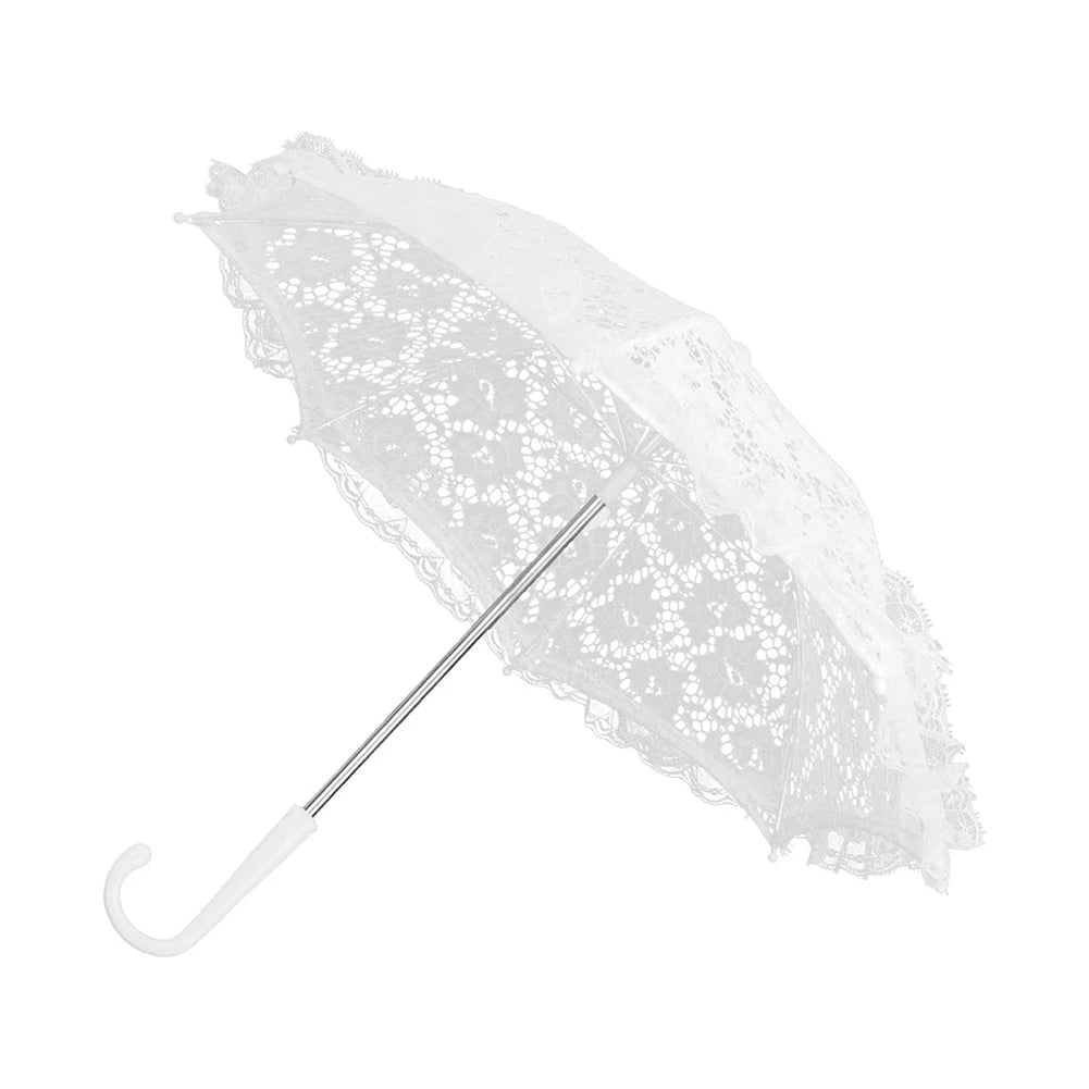 White Wedding Umbrella Women Lace Floral White Parasol White Handmade Photography Prop Wedding Bridal Party Stage Decor