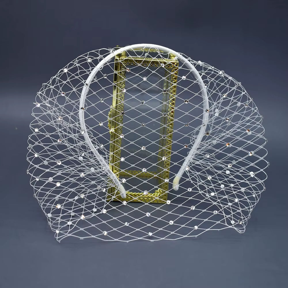Birdcage Veil Blusher Veil White Headband Veil for Bridal Fascinators Black Face Net Mask Hair Jewelry Accessories Veils