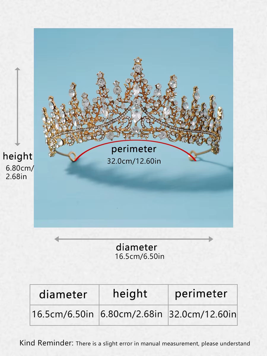 Itacazzo Bridal Headwear Set of Four Crown&Necklace&Earrings Gold-Colour Women'S Classic Wedding Tiaras