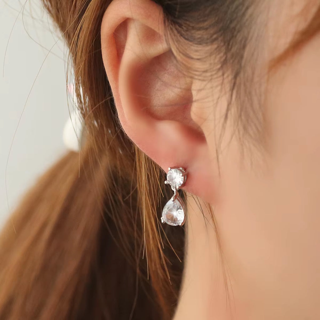 Luxury Transparent Zircon Water Drop Dangle Earrings for Women Shinny CZ Bridal Wedding Jewelry