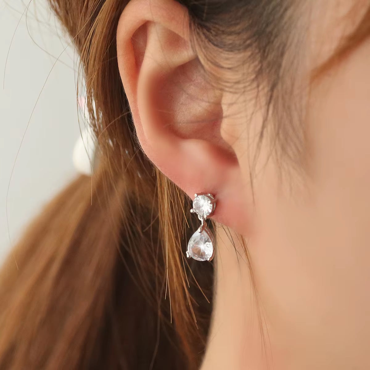 Luxury Transparent Zircon Water Drop Dangle Earrings for Women Shinny CZ Bridal Wedding Jewelry