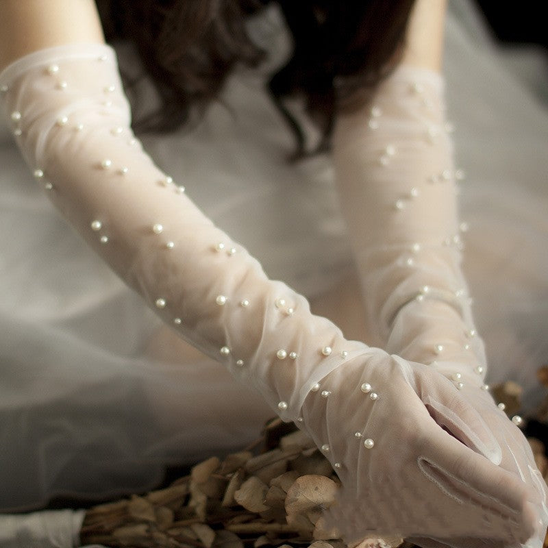 Korean Summer Bridal Transparent Mesh Gloves