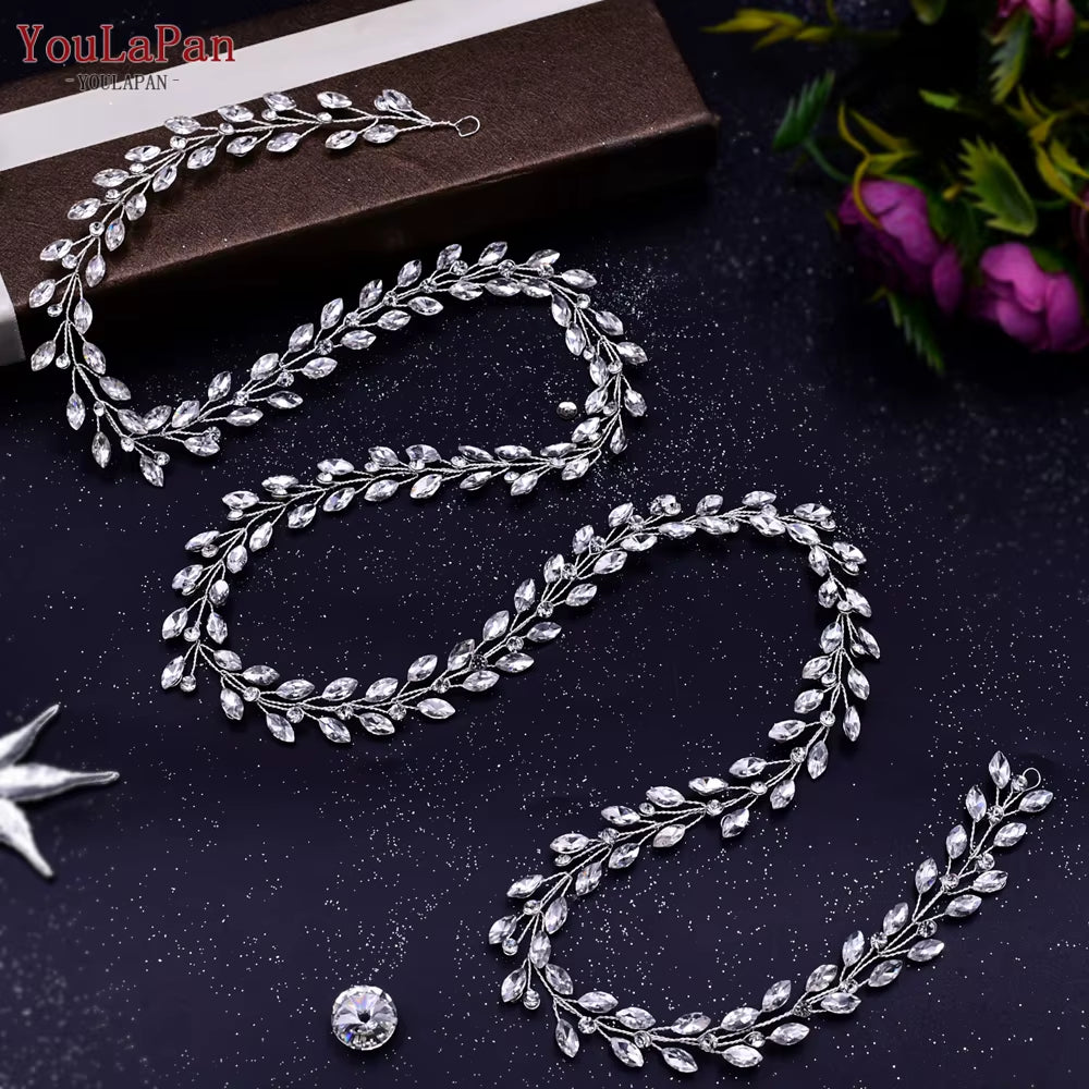 Bohemian Bridal Hair Accessories Crystal Rhinestone Headpiece Bridal Headband Wedding Tiara Hair Jewelry Headwear HP394